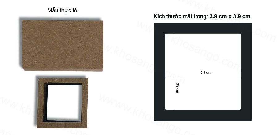 kích thước mặt trong gỗ nhựa R50x50