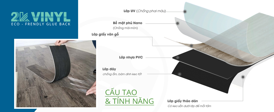 cấu tạo sàn nhựa có keo awood vinyl