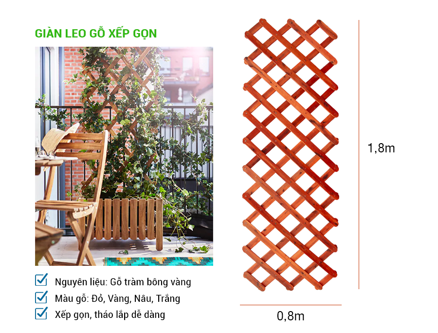 giàn leo bằng gỗ xếp gọn