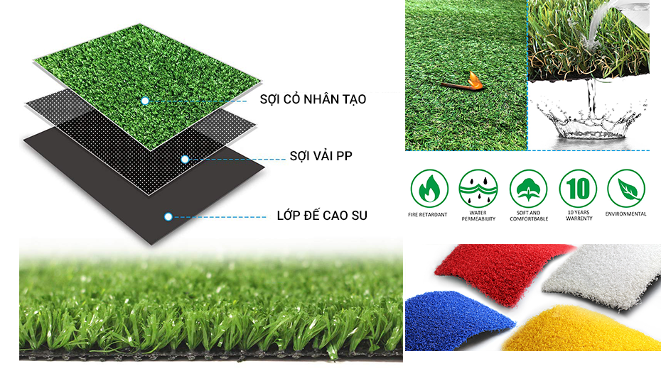 cấu tạo thảm cỏ nhân tạo