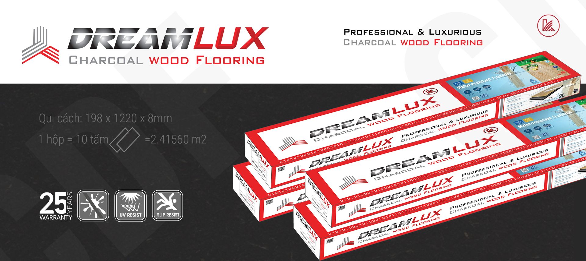 Hộp sàn gỗ Dreamlux cốt đen 8mm