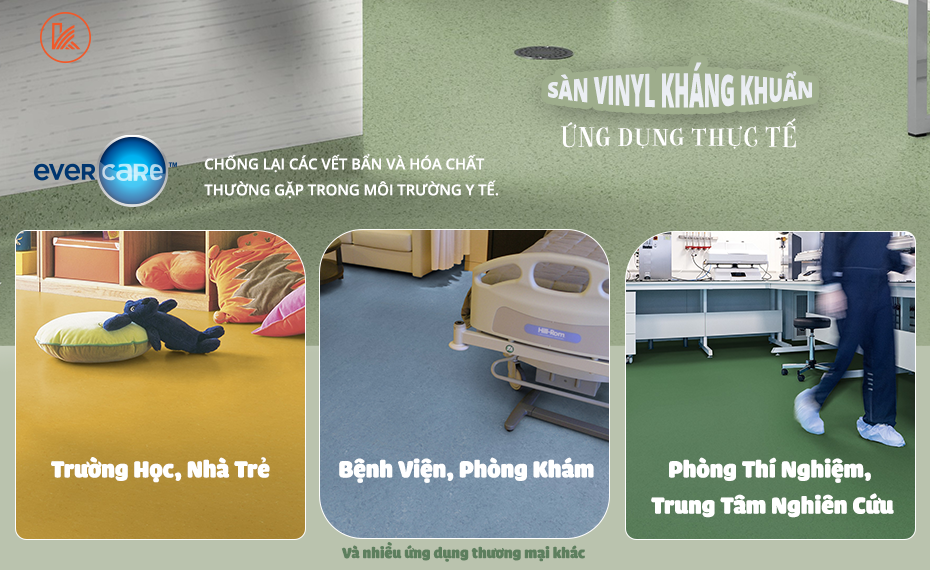 ứng dụng sàn nhựa vinyl kháng khuẩn