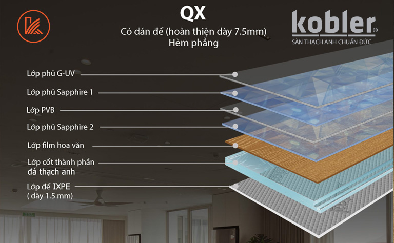 cấu tạo sàn thạch anh QX Quartz Xtreme 7.5mm