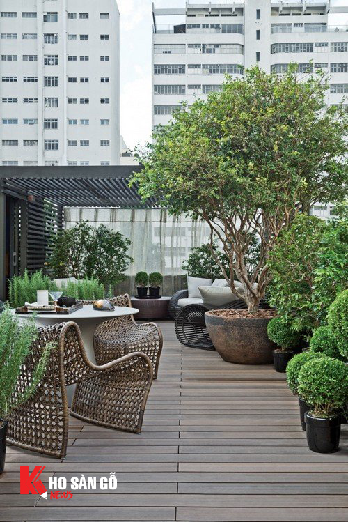 sàn gỗ lót sàn trang trí cho sân thượng