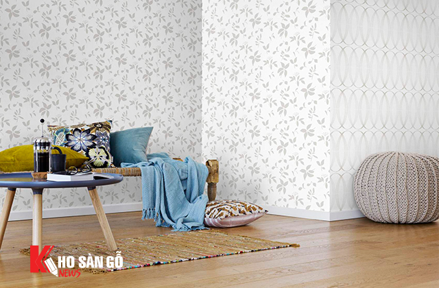  sàn gỗ và giấy dán tường