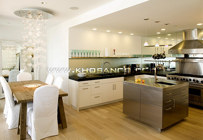 sàn gỗ công nghiệp lót sàn phòng bếp