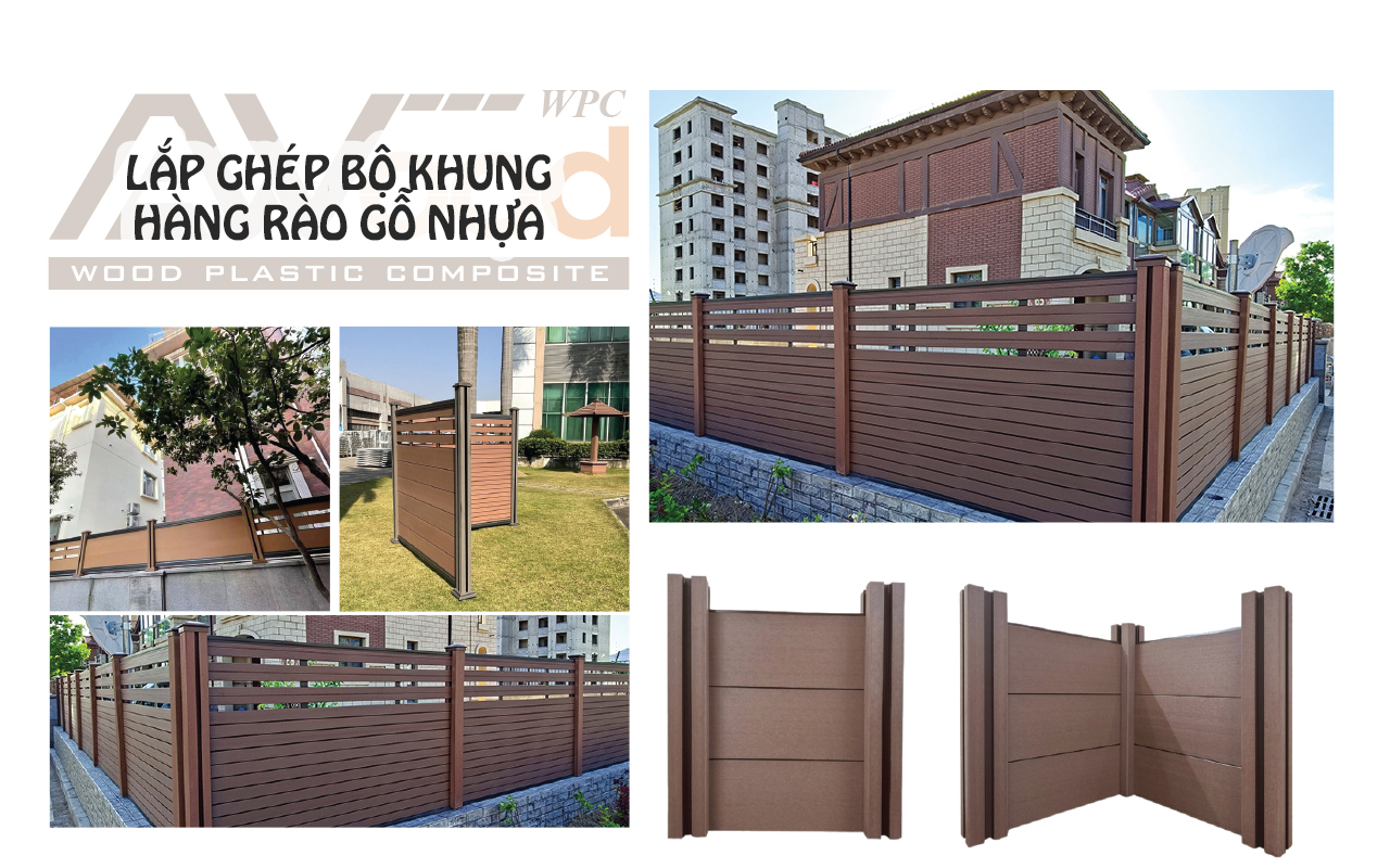 Lắp ghép bộ khung hàng rào gỗ nhựa AWood