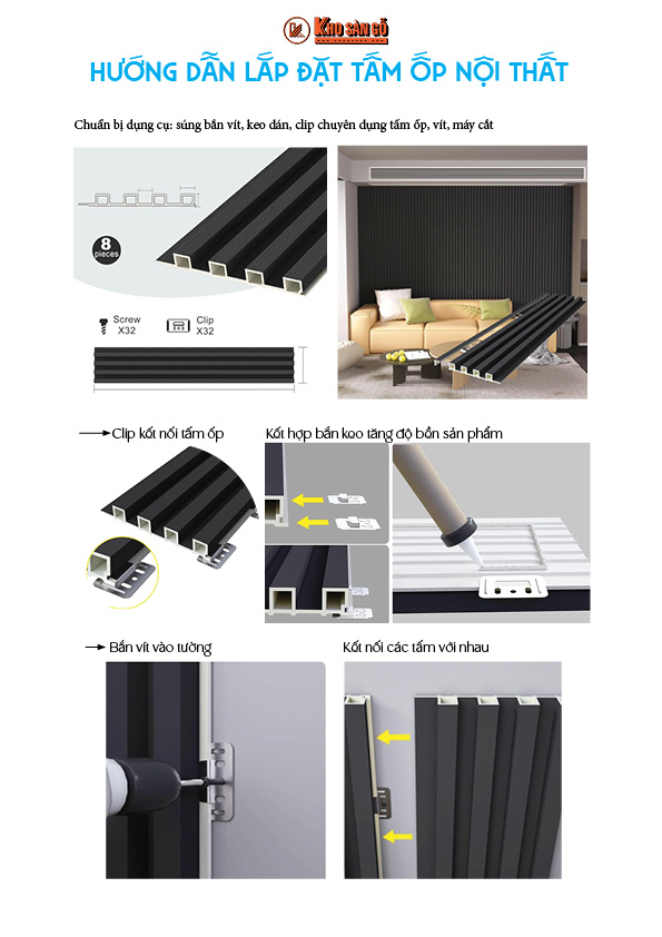 hướng dẫn nhanh thi công tấm ốp nội thất giá rẻ