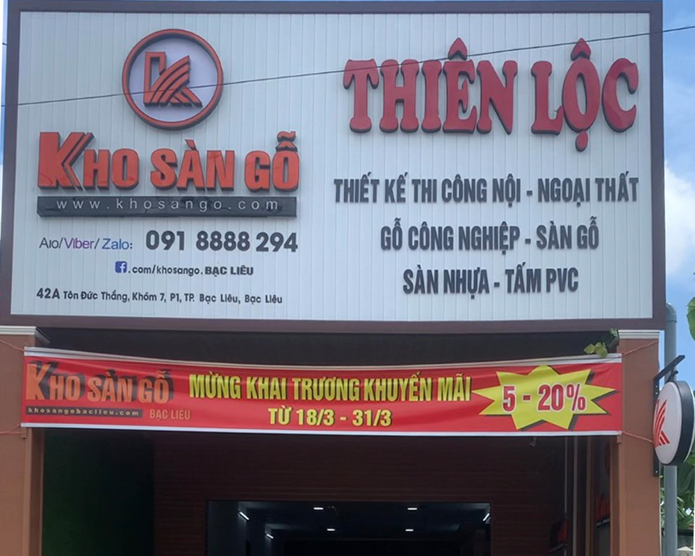 Cửa hàng kho sàn gỗ Bạc Liêu.