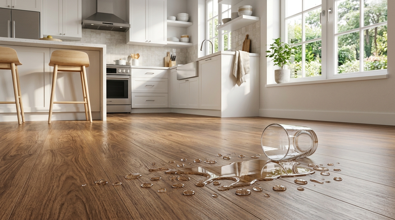 Xóa tan nỗi lo ẩm ướt: Giải pháp ván sàn vân gỗ hoàn hảo cho nhà bếp hiện đại