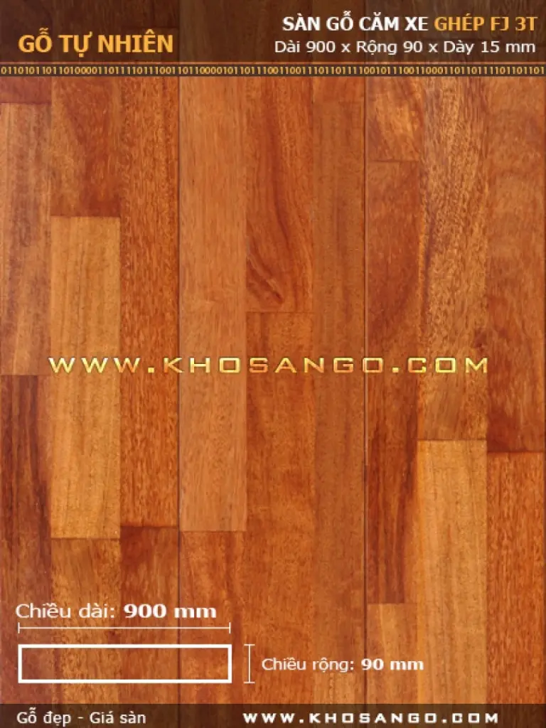 Sàn gỗ căm xe 3K 15x90x900 