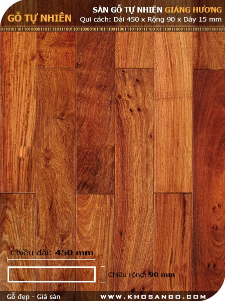 Sàn gỗ Giáng Hương 450mm