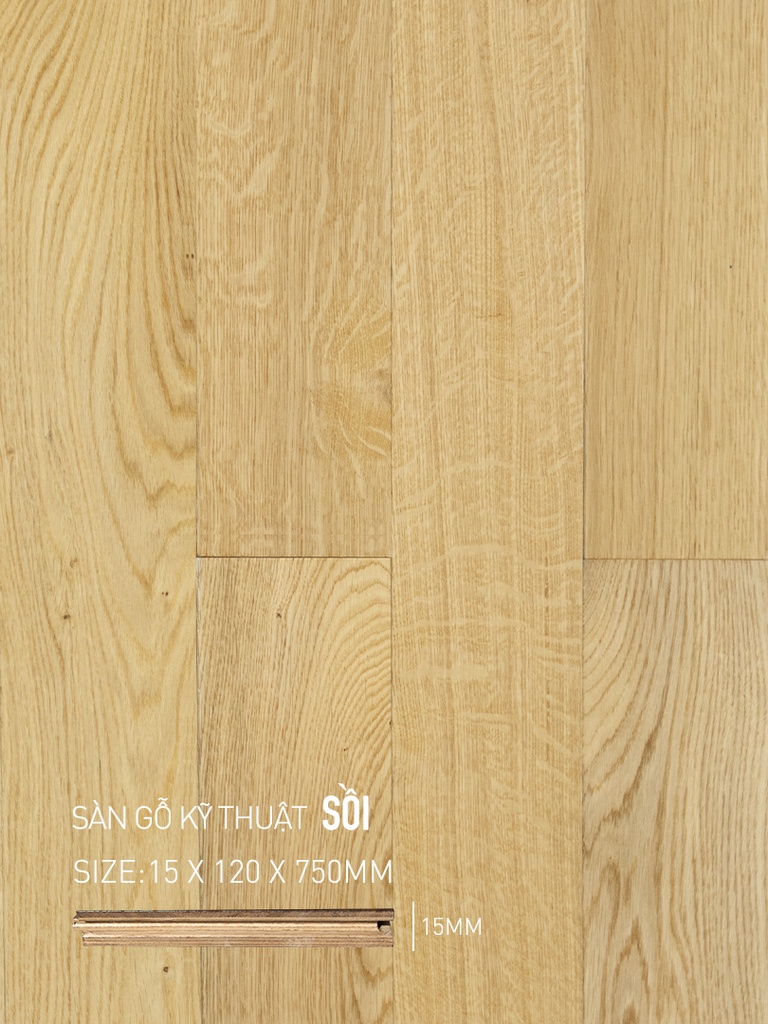 Sàn gỗ Sồi Engineered 120x750mm