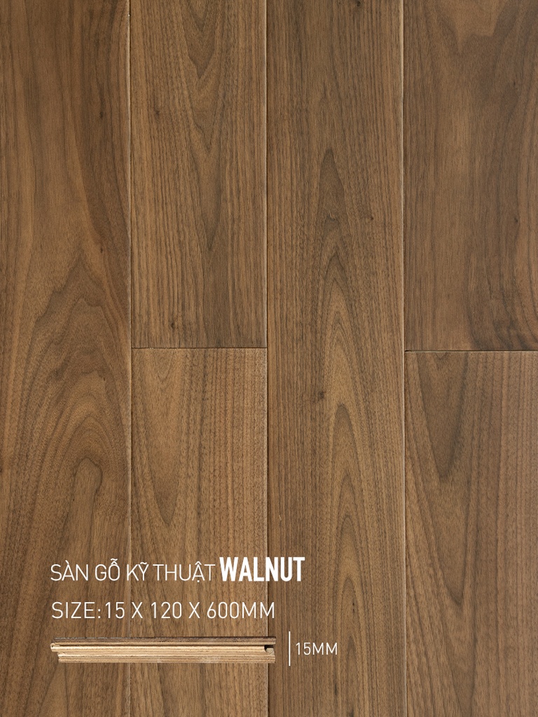Sàn gỗ Walnut Engineered 120x600mm