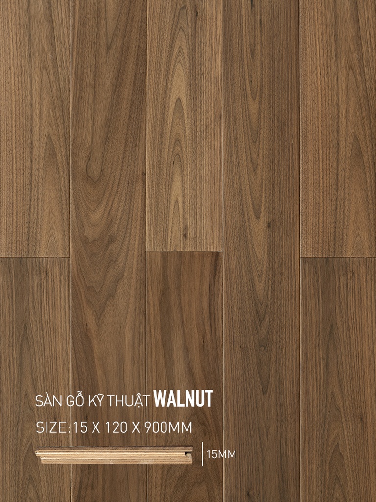 Sàn gỗ Walnut Engineered 120x900mm