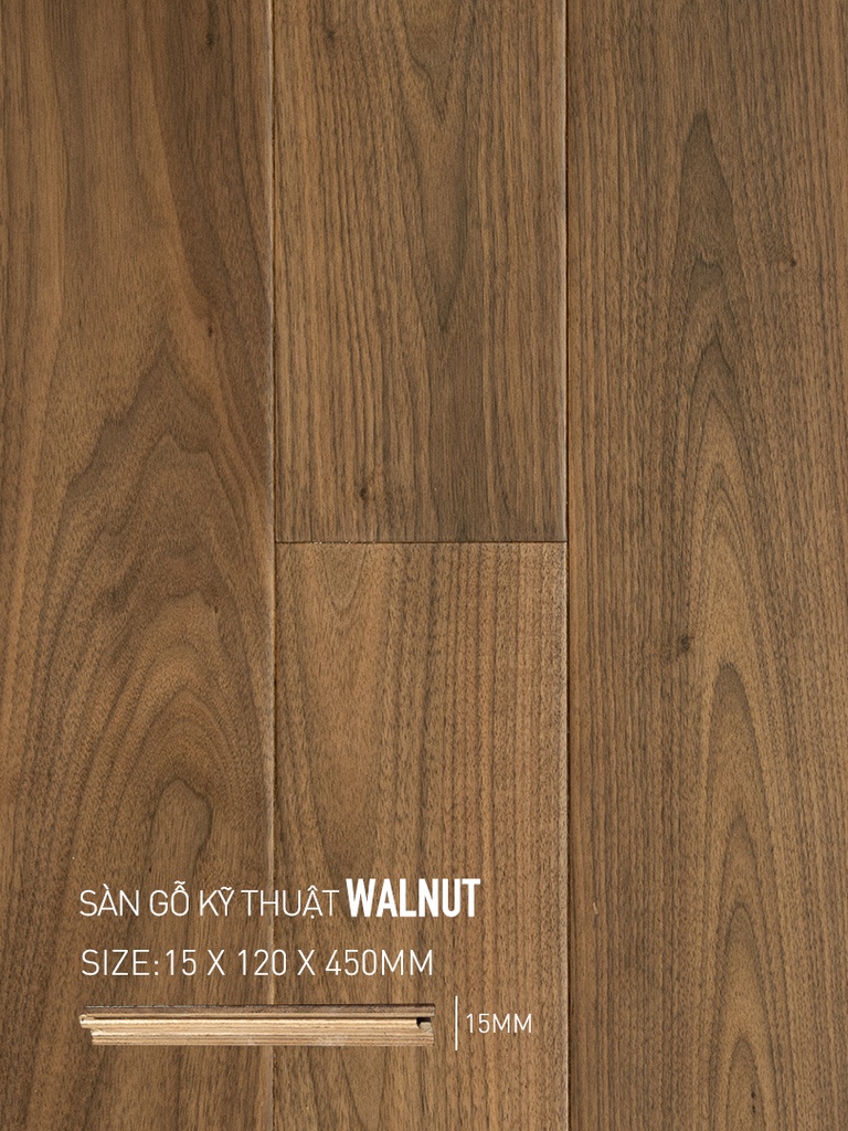 Sàn gỗ Walnut Engineered 120x450mm