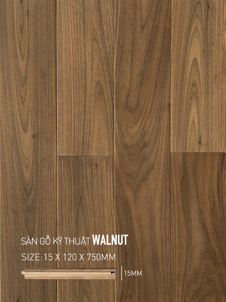 Sàn gỗ Walnut Engineered 120x750mm