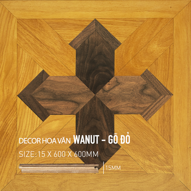 Sàn gỗ Hoa Văn Gõ Đỏ - Walnut 600x600mm