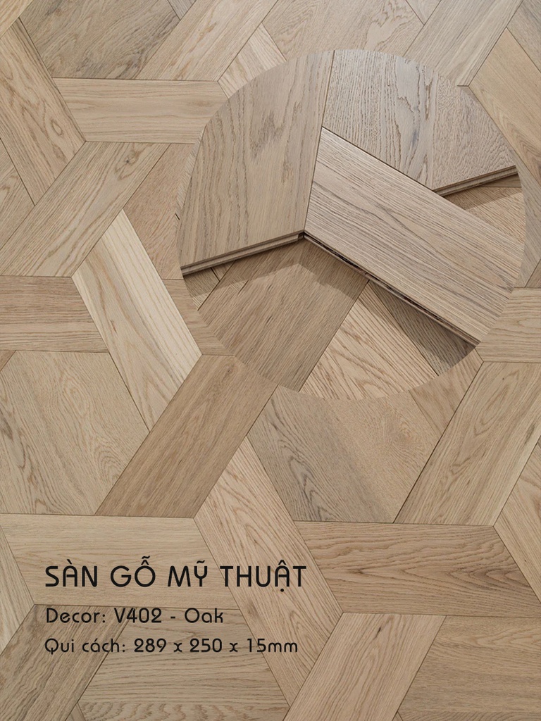 Sàn gỗ Mỹ Thuật Sồi - V402 Kiểu Hình Học