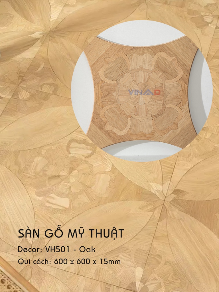 Sàn gỗ Mỹ Thuật Sồi - VH501 Kiểu Hoa Văn
