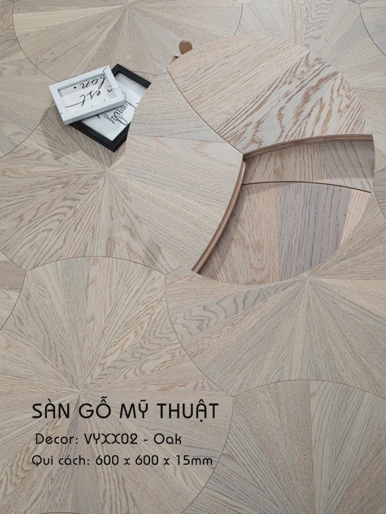 Sàn gỗ Mỹ Thuật Sồi - VYXX02 Kiểu Lá Sen