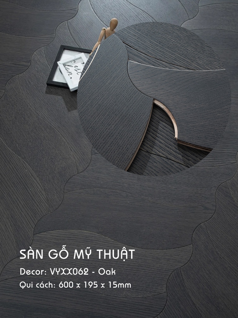 Sàn gỗ Mỹ Thuật Sồi - VYXX062 Kiểu Chiếc Lá