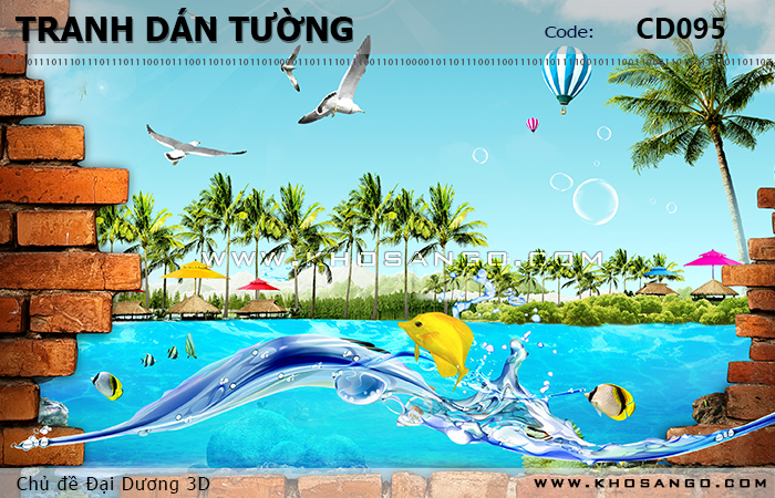 Tranh dán tường Đại Dương 3D CD095