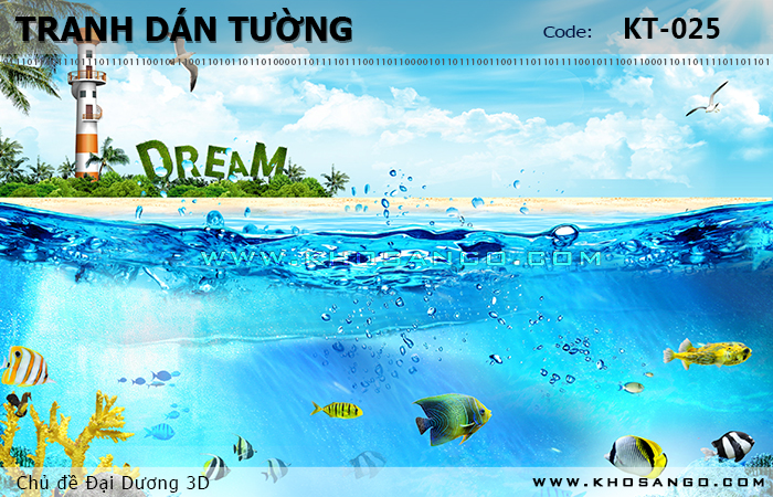 Tranh dán tường Đại Dương 3D KT-025