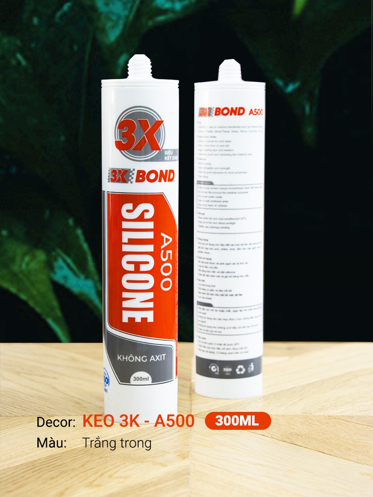Keo dán 3K Silicone Trắng Trong