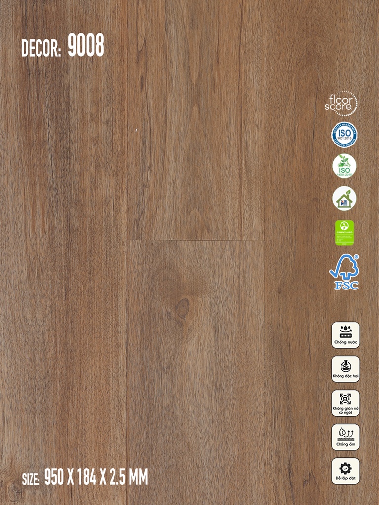 Sàn nhựa Galaxy Vân Gỗ 9008